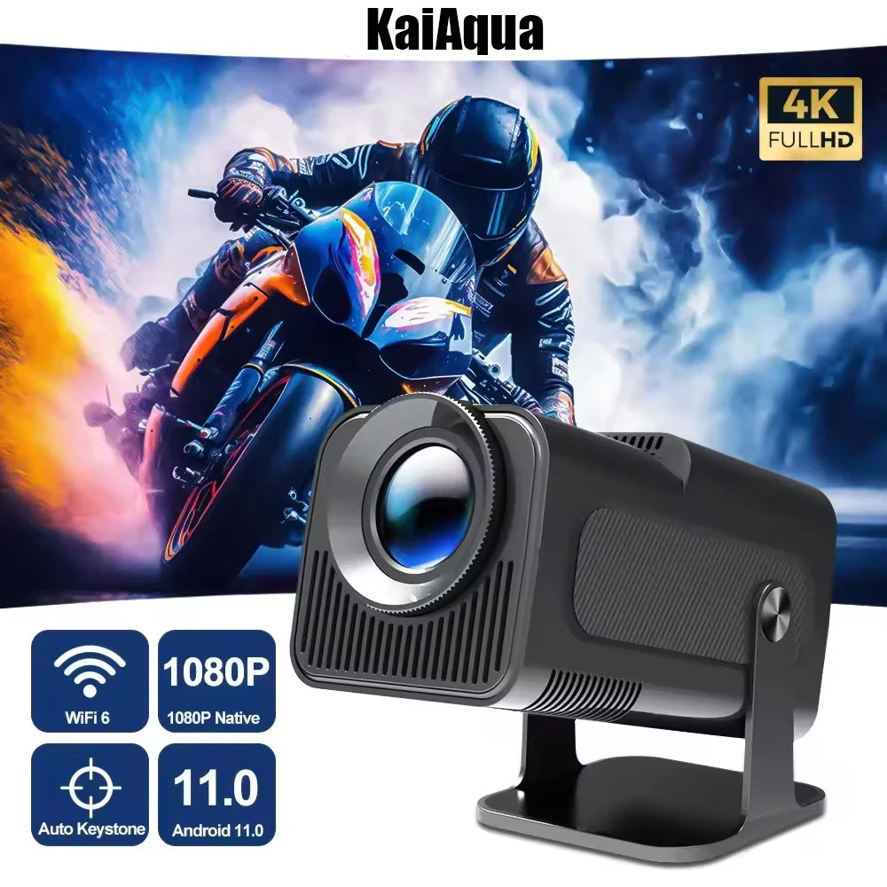 HY320 Projector Portable Projector 4K Wifi 6 and BT 5.0 Support Auto Keystone & Short Throw 180° Adjustable Bracket Projector